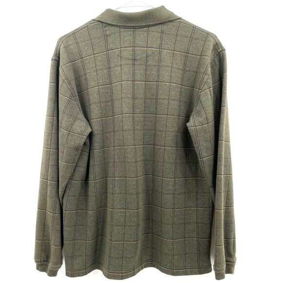 Arrow Men's Polo Sweater, Relaxed Fit, Green Plaid, Size M Casual Comfortable - Picture 2 of 9